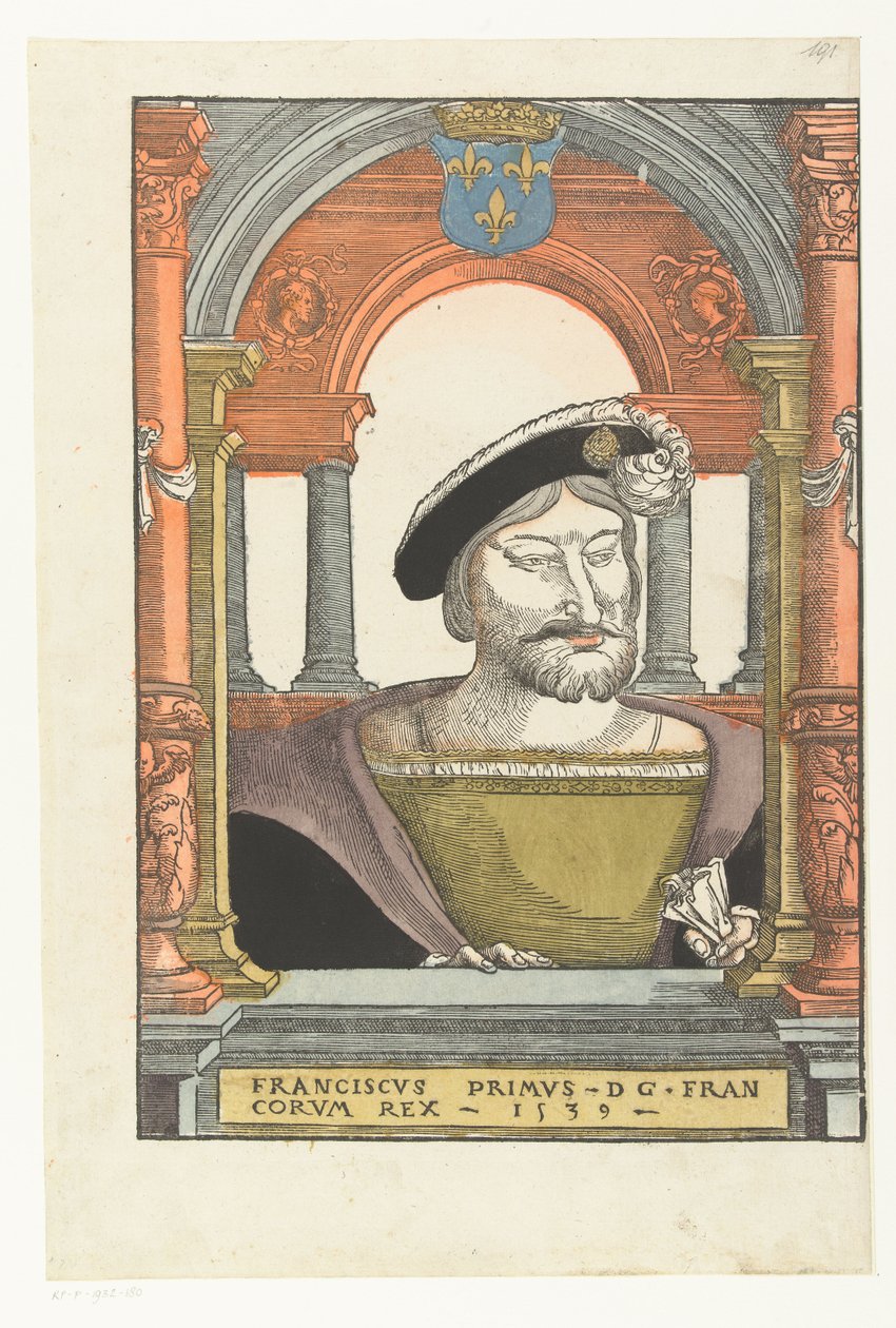 Retrato de Francisco I, Rei da França (1494-1547), Duque da Bretanha e Conde de Provença de Pieter (circle of) Coecke van Aelst