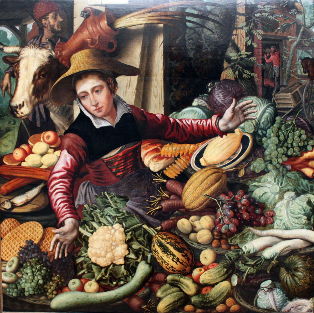 Alemão: Mulher do mercado na banca de legumes O vendedor de legumes de Pieter Aertsen