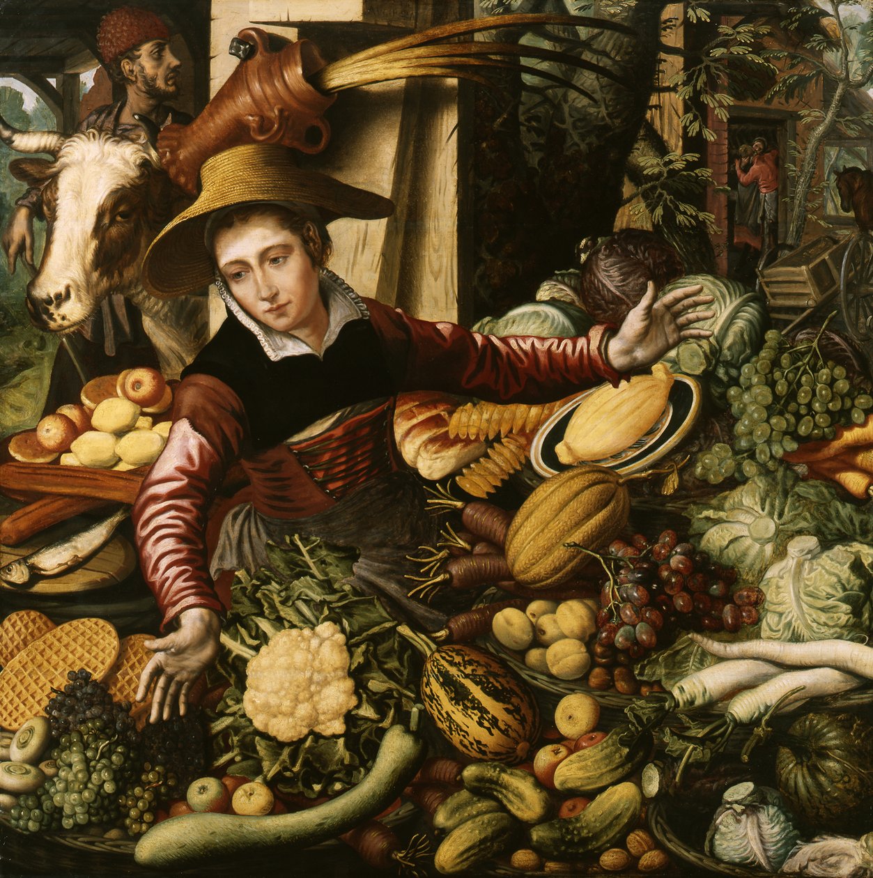 Vendedora na banca de legumes de Pieter Aertsen