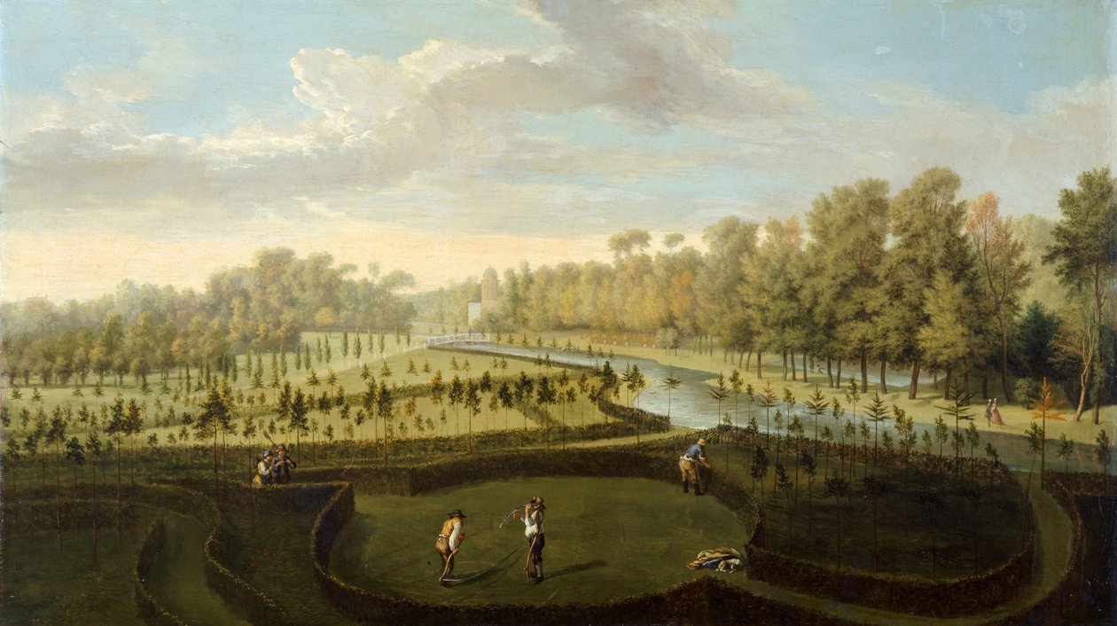 Os Jardins em Chiswick House do Oeste (óleo sobre painel) de Pieter Andreas Rysbrack