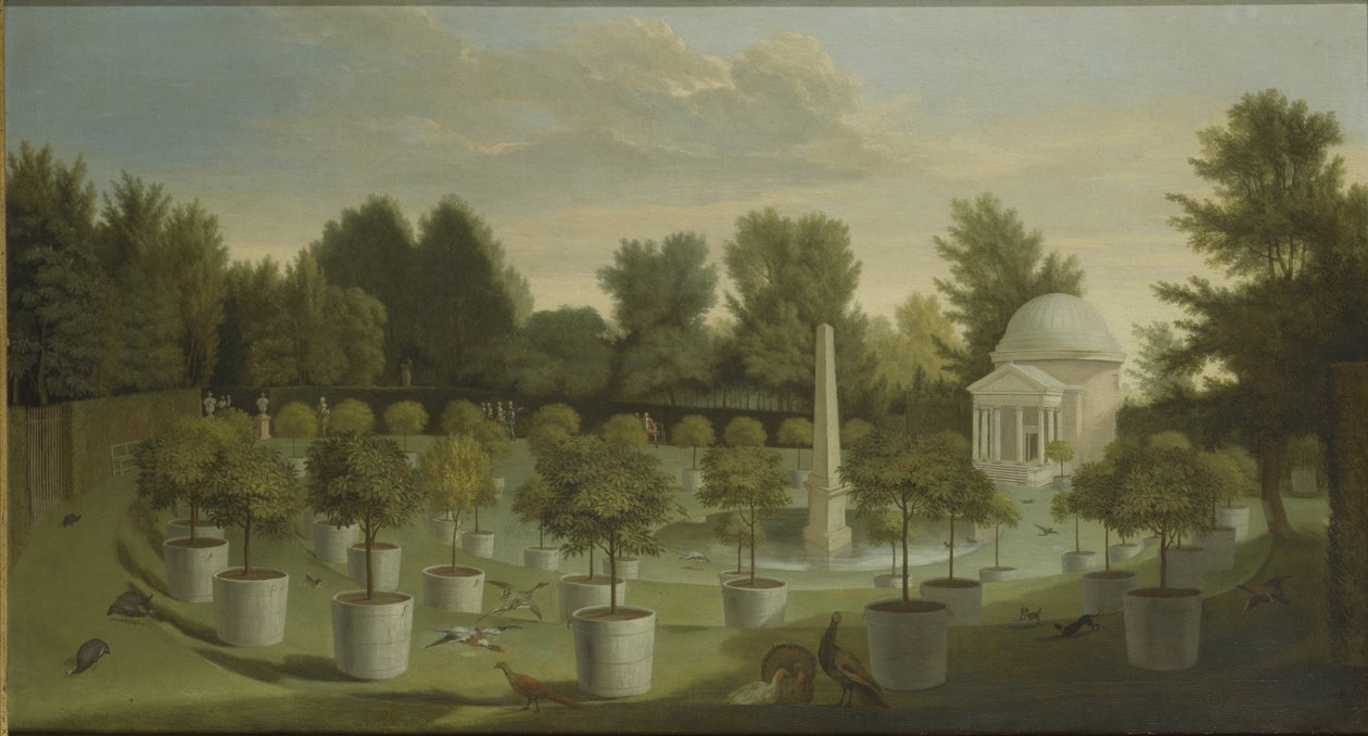 Vista do Jardim das Laranjeiras, Chiswick House (óleo sobre tela) de Pieter Andreas Rysbrack