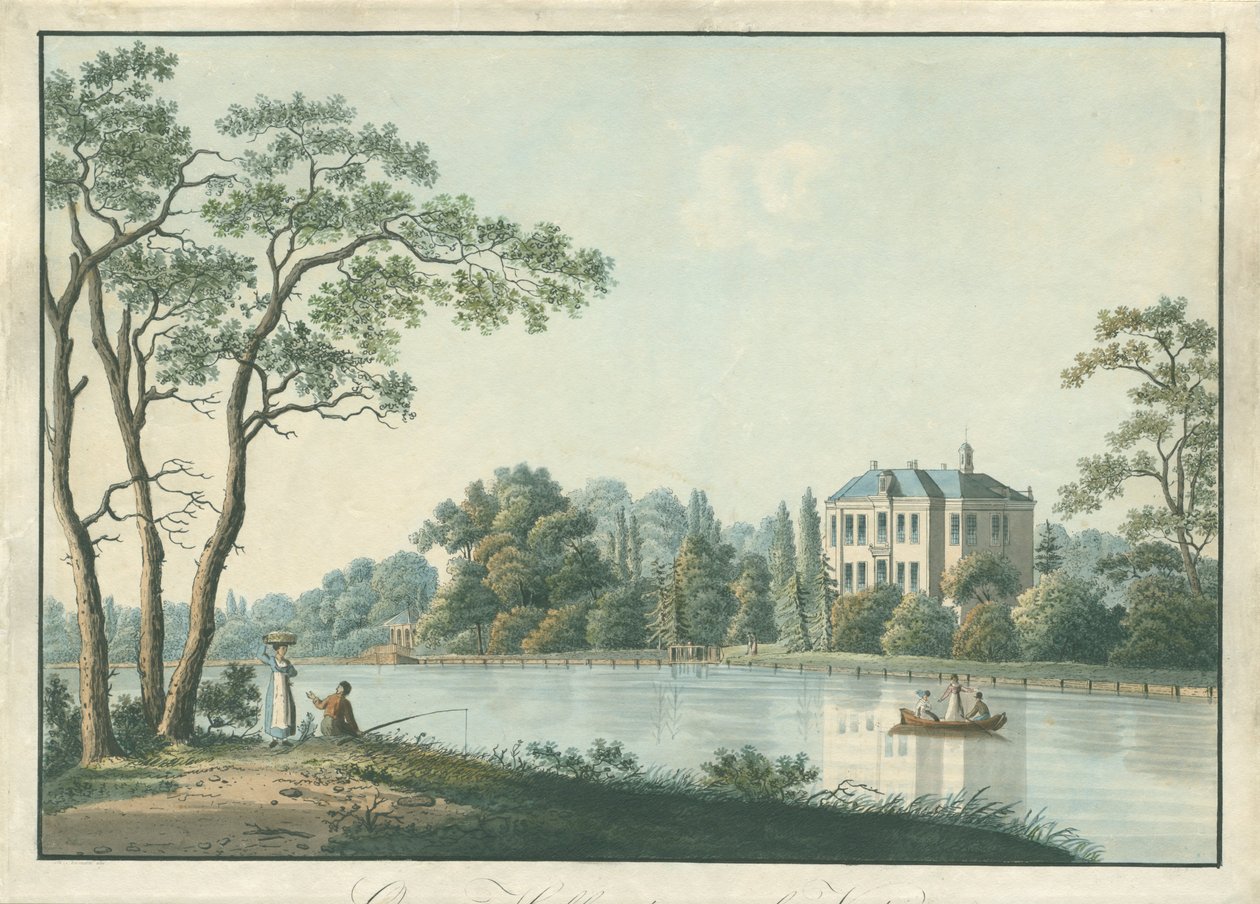 Vista da casa Over Holland com casa de chá no Vecht em Nieuwersluis
Over-Holland on the Vecht (título sobre o objecto) de Pieter Bartholomeusz. Barbiers