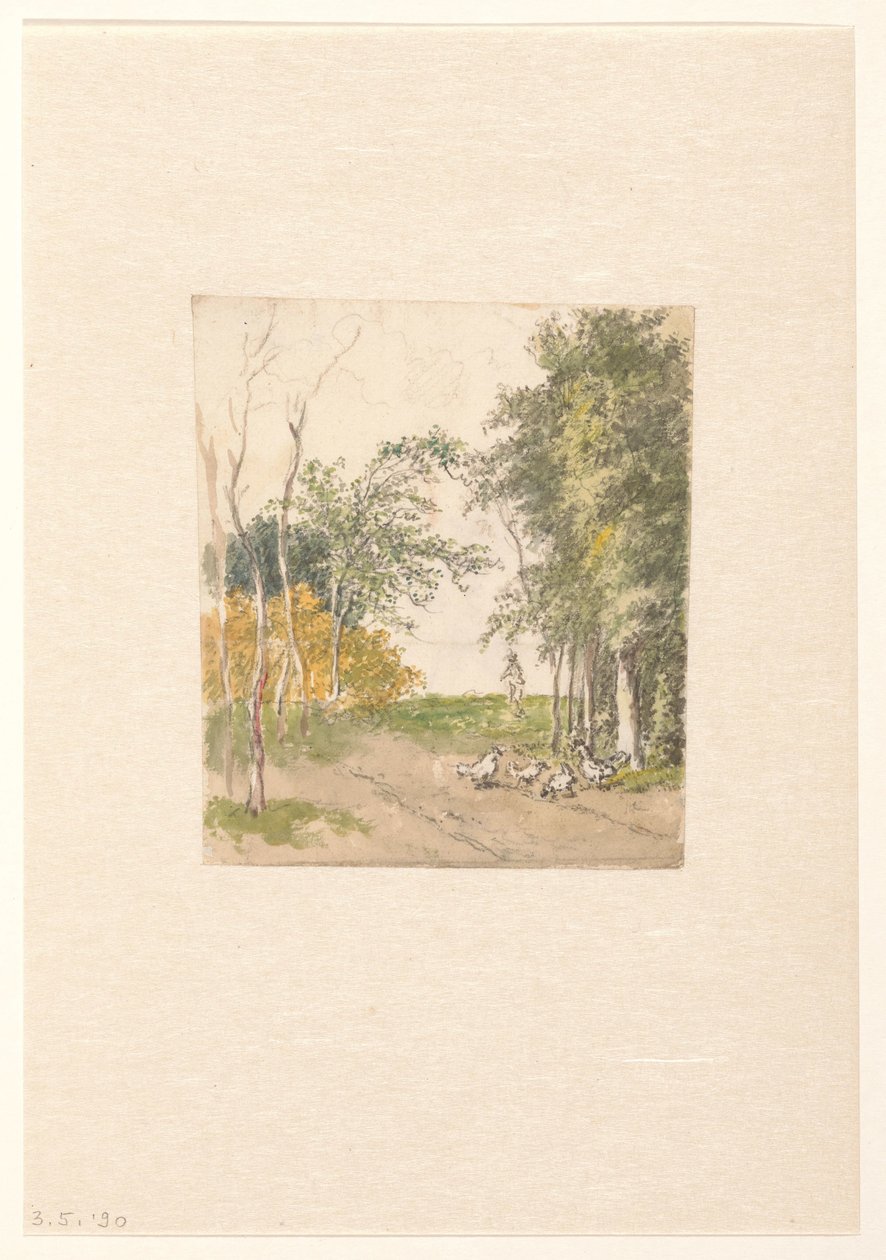 Paisagem com galinhas ao longo da estrada de Pieter Bartholomeusz. Barbiers
