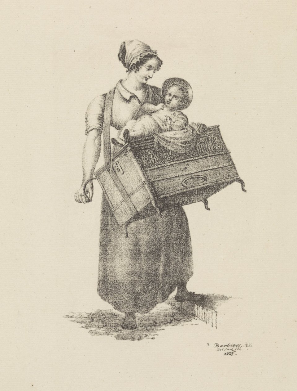 Mulher com órgão e criança de Pieter Bartholomeusz. Barbiers