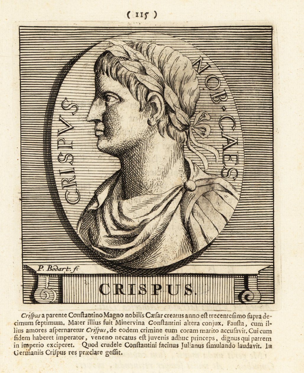 Flavius Julius Crispus, filho do imperador romano Constantino, o Gre, 1724 (gravura) de Pieter Bodart