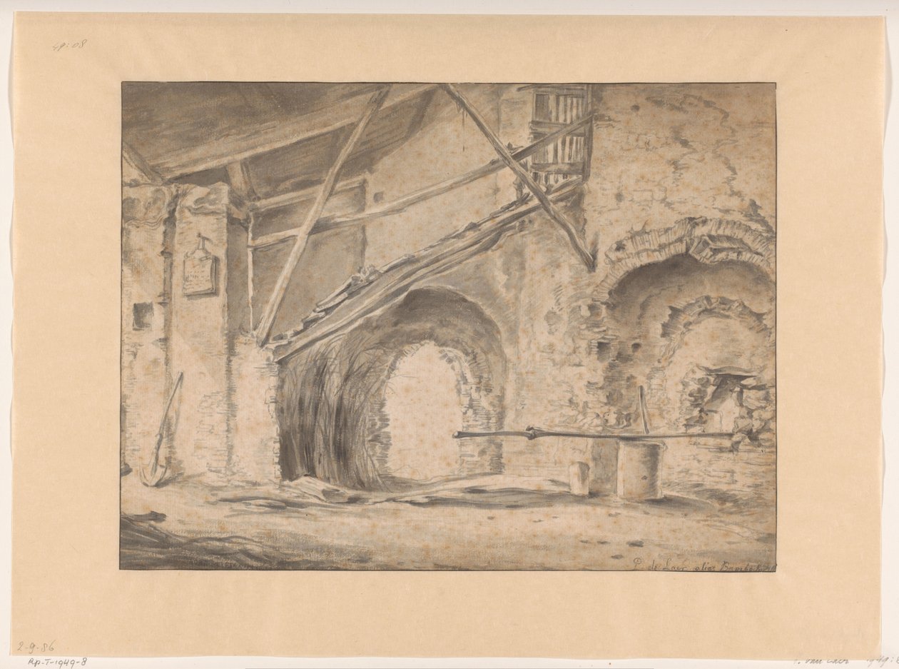Interior com portão e escadas de Pieter Bodding van Laer