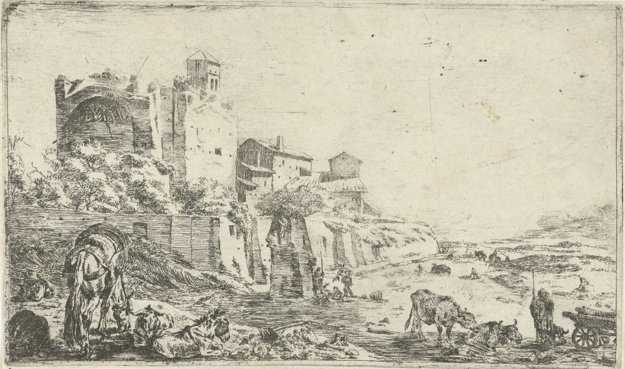 Ruínas do templo de Vénus e Roma de Pieter Bodding van Laer