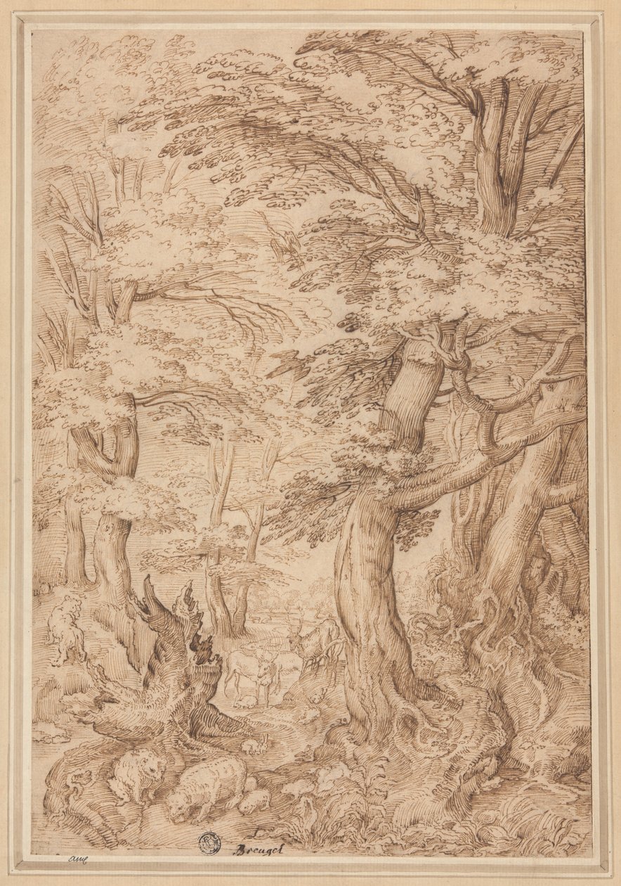 Paisagem florestal com animais selvagens de Pieter Bruegel the Elder