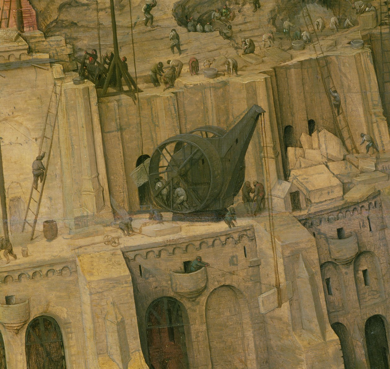 A torre de Babel, detalhe do trabalho de construção, 1563 (detalhe de 345) de Pieter Bruegel the Elder