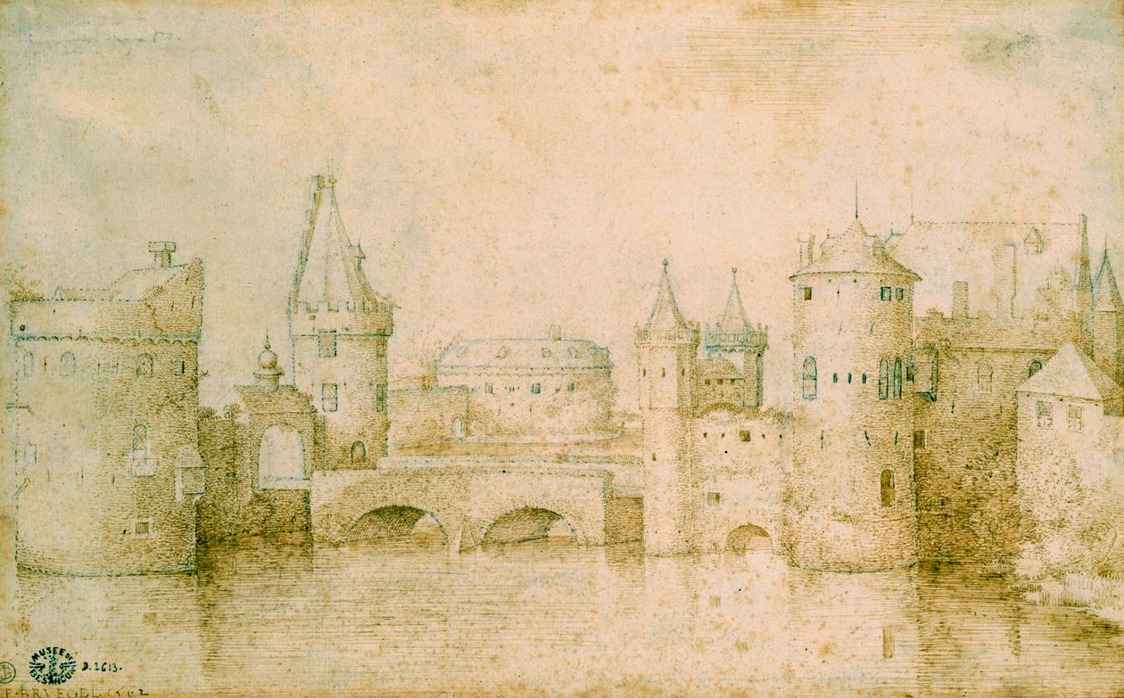Vista das antigas fortificações de Amsterdã, Holanda, 1562 de Pieter Bruegel the Elder