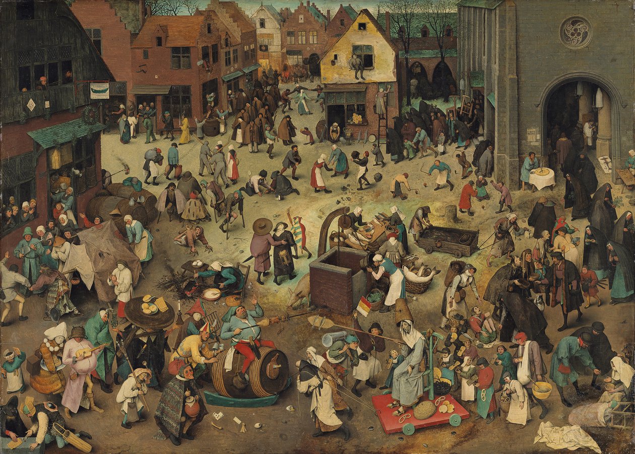 Alemão: Kampf zwischen Fasching und Fasten A luta entre o Carnaval e a Quaresma de Pieter Brueghel the Elder