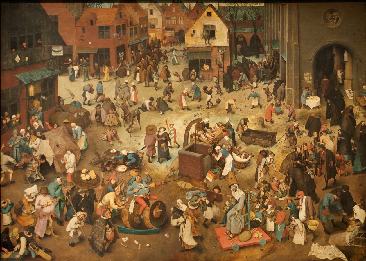 Alemão: Kampf zwischen Fasching und Fasten A luta entre o Carnaval e a Quaresma de Pieter Brueghel the Elder