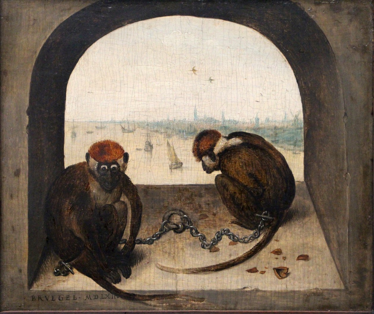 Alemão: Zwei angekettete Affen Dois macacos acorrentados de Pieter Brueghel the Elder