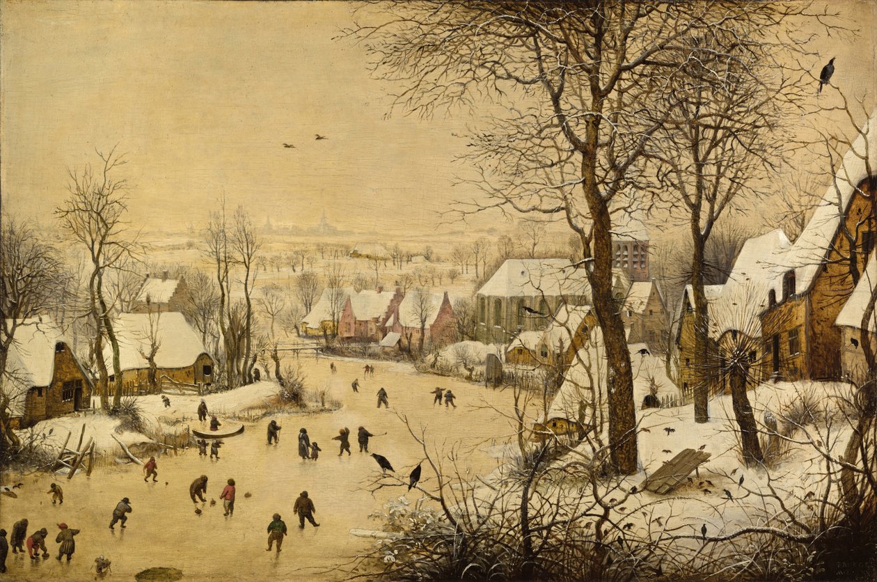 Paisagem de inverno com armadilha para pássaros de Pieter Brueghel the Elder