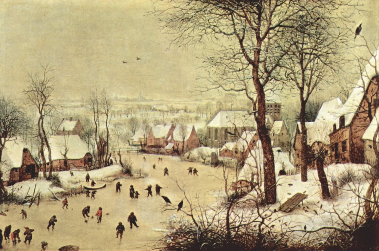 Paisagem de inverno com armadilha para pássaros de Pieter Brueghel the Elder