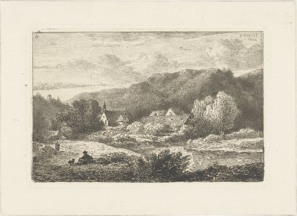 Paisagem montanhosa com igreja e casas
Paisagens aquáticas (título da série) de Pieter Casper Christ