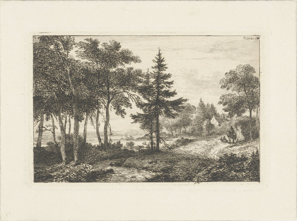 Paisagem com pinheiro e cavaleiro
Paisagens aquáticas (título da série) de Pieter Casper Christ