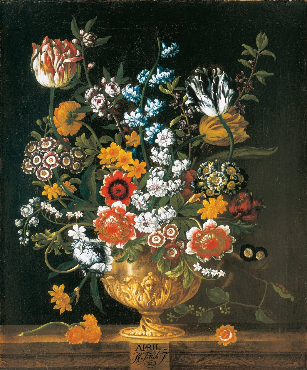 Abril, de Os Doze Meses de Flores, um calendário floral de naturezas mortas de Pieter Casteels