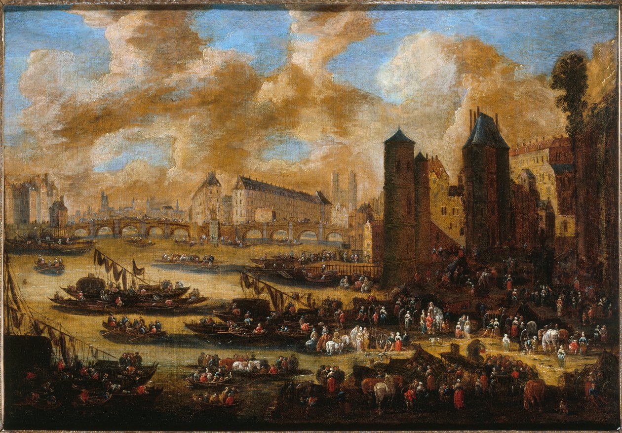Le Pont-Neuf, la Cité, la Tour et la Porte de Nesle, cerca de 1650, cerca de 1650 (óleo sobre tela) de Pieter Casteels