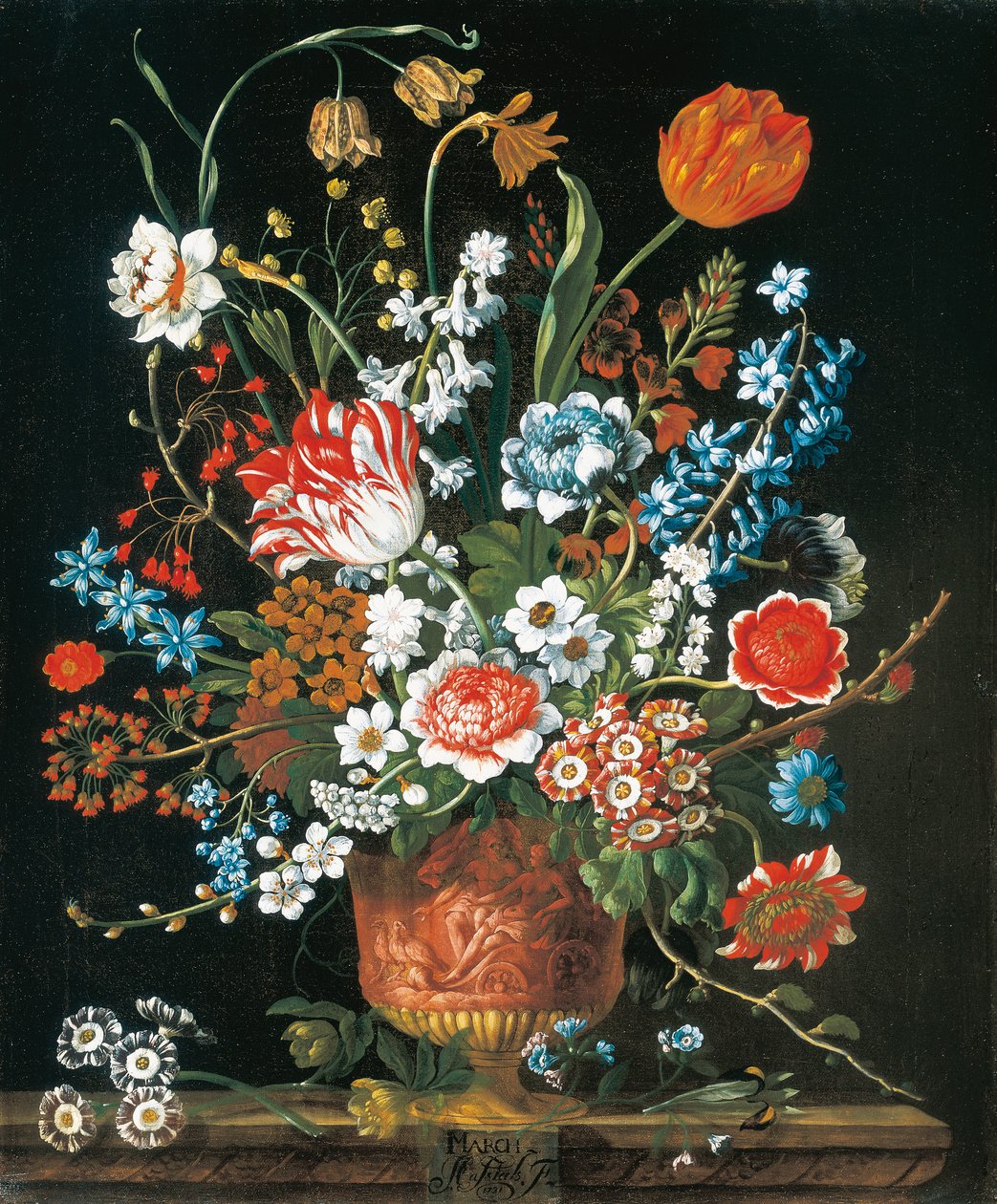 Março, dos Doze Meses de Flores, um calendário floral de naturezas mortas de Pieter Casteels