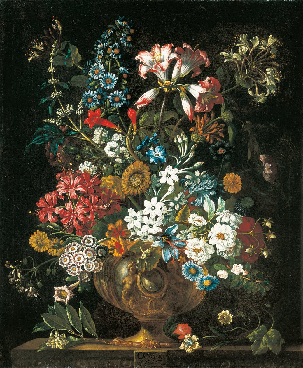 Outubro, de Os Doze Meses de Flores, um calendário floral de naturezas mortas de Pieter Casteels