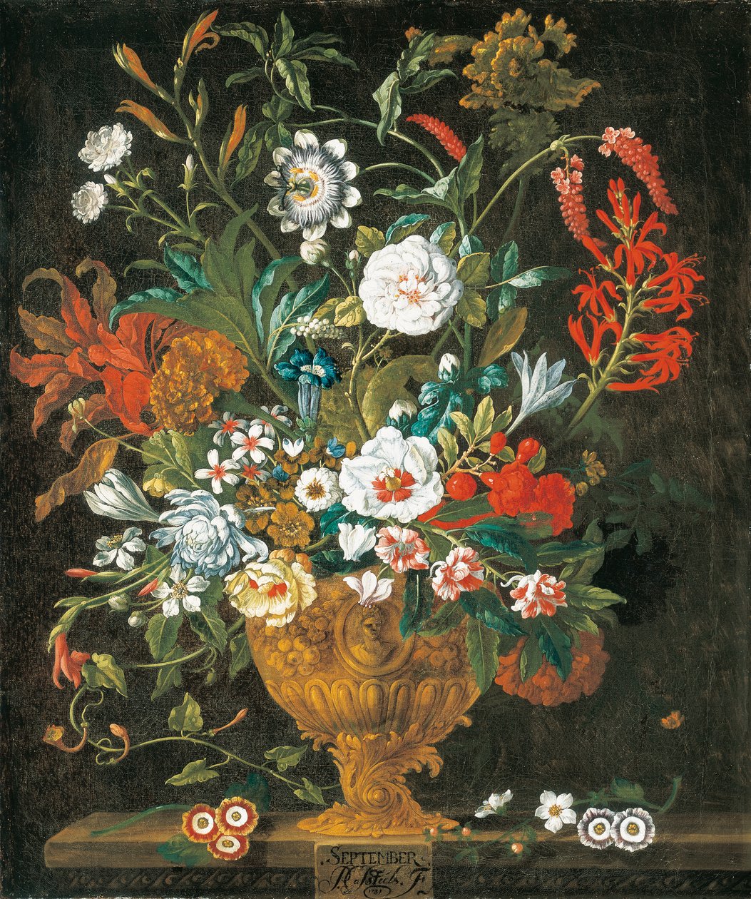 Setembro, de Os Doze Meses de Flores, um calendário floral de naturezas mortas de Pieter Casteels