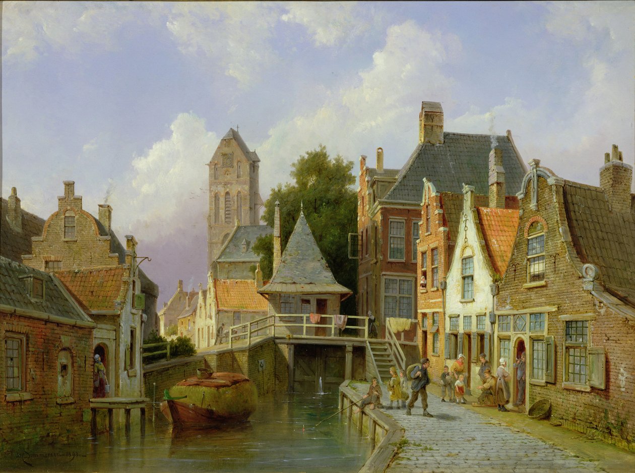 Cena do Canal na Holanda, 1898 de Pieter Christiaan Cornelis Dommelshuizen