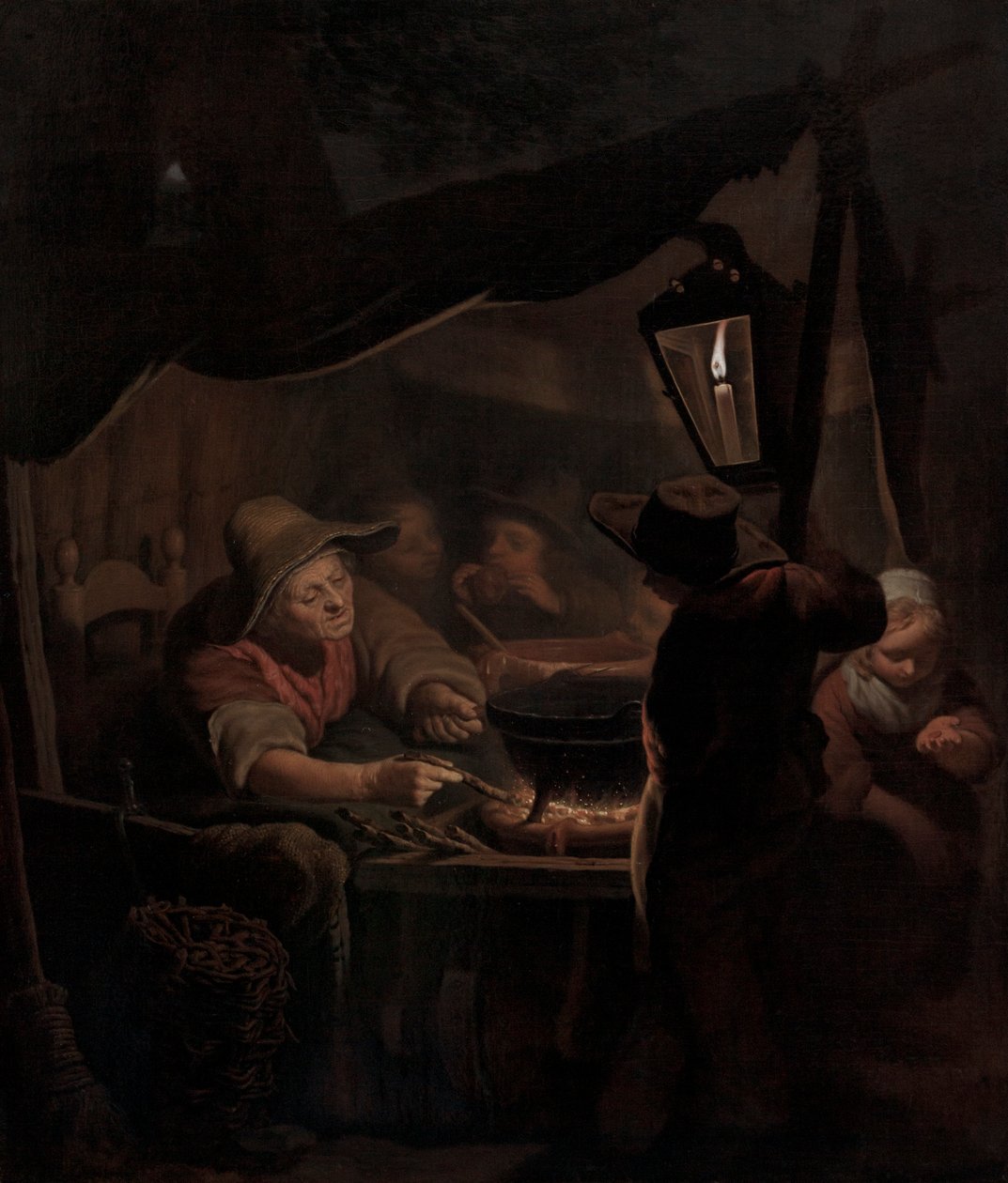 Uma Donut Maker à luz de velas, 1815 de Pieter Christoffel Wonder