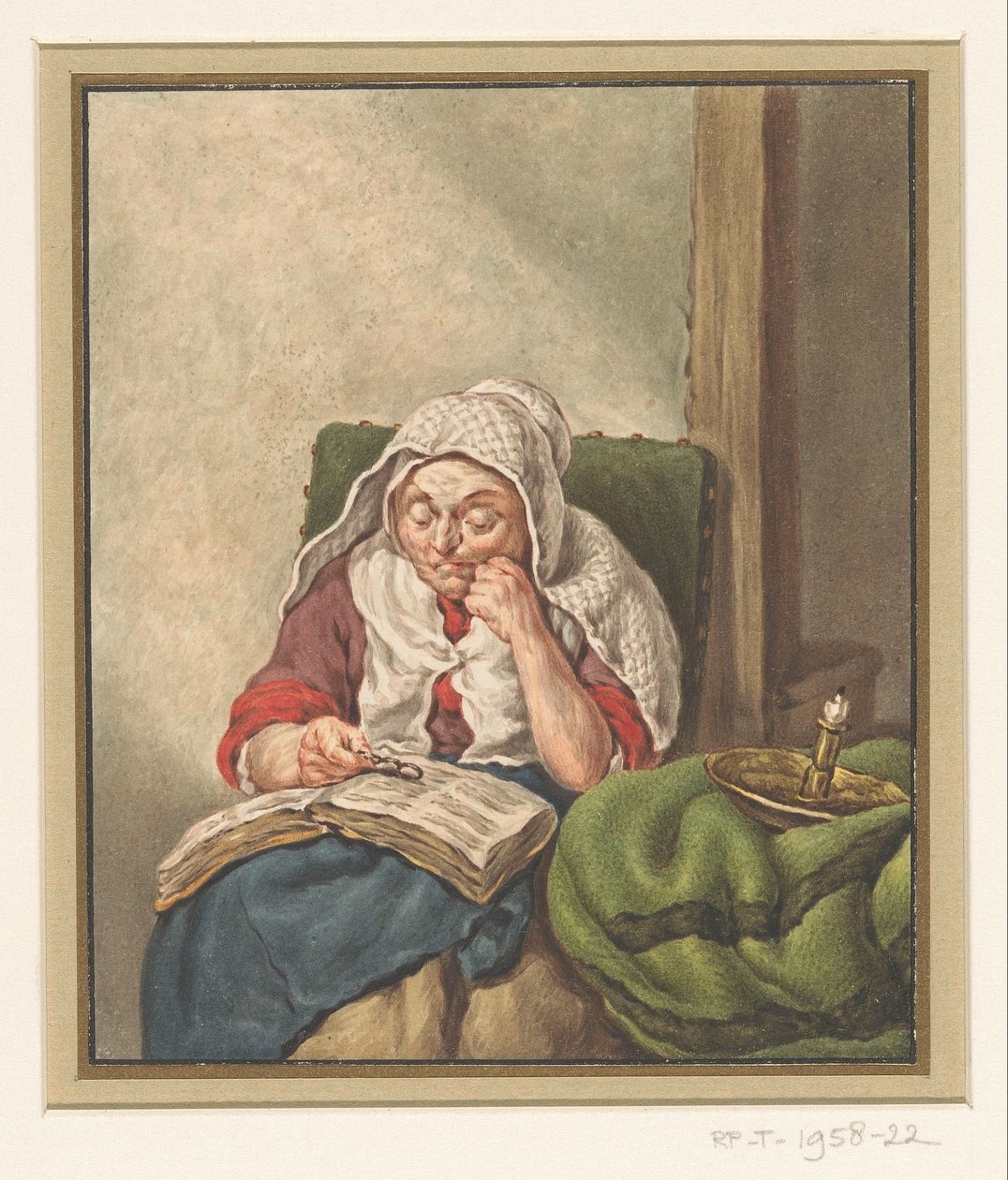A sua mãe, lendo na Bíblia de Pieter Christoffel Wonder
