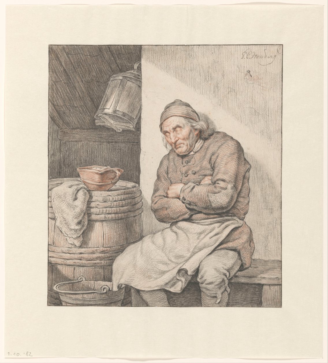 Homem sentado, adormecido de Pieter Christoffel Wonder