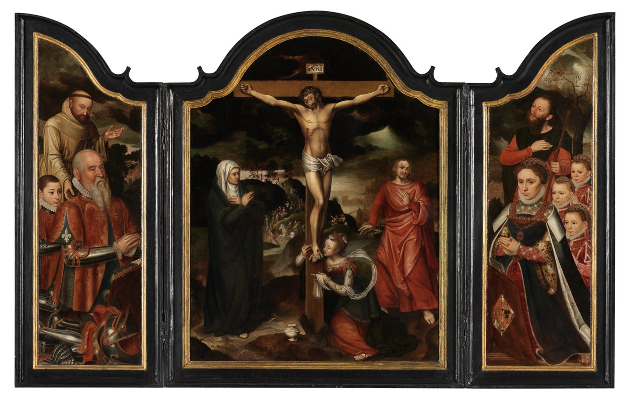 Cristo na Cruz com a Virgem, São João e Maria Madalena (óleo sobre painel) de Pieter Claeissens