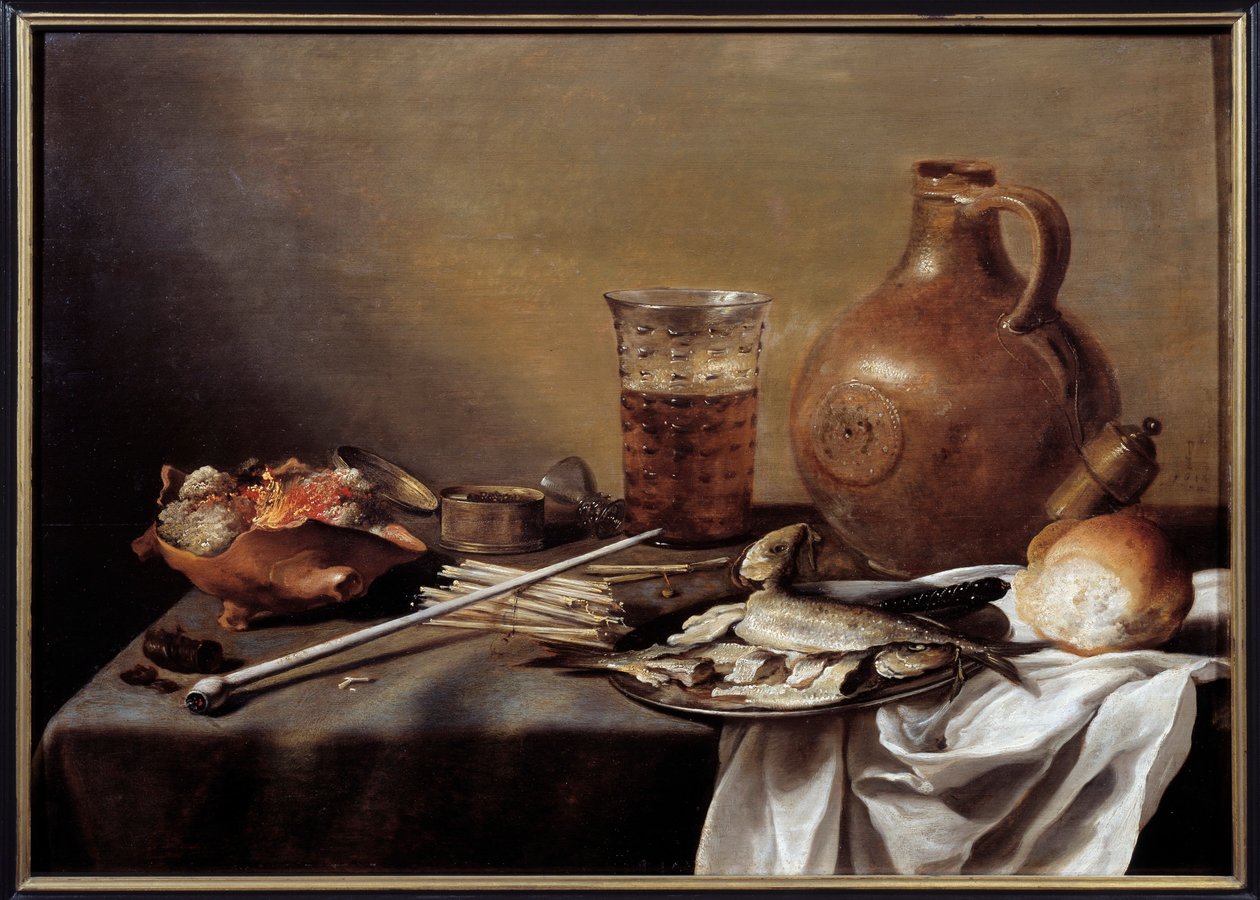 Still Life with Fish Painting de Pieter Claesz (1597-1661) 1644 Dim. 0,59 x 0,82 m Nantes, Musee des Beaux Arts de Pieter Claesz