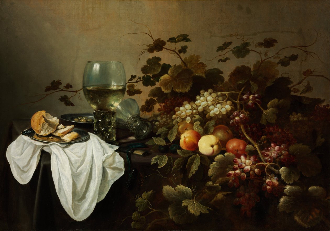 Natureza morta com frutas e Roemer de Pieter Claesz