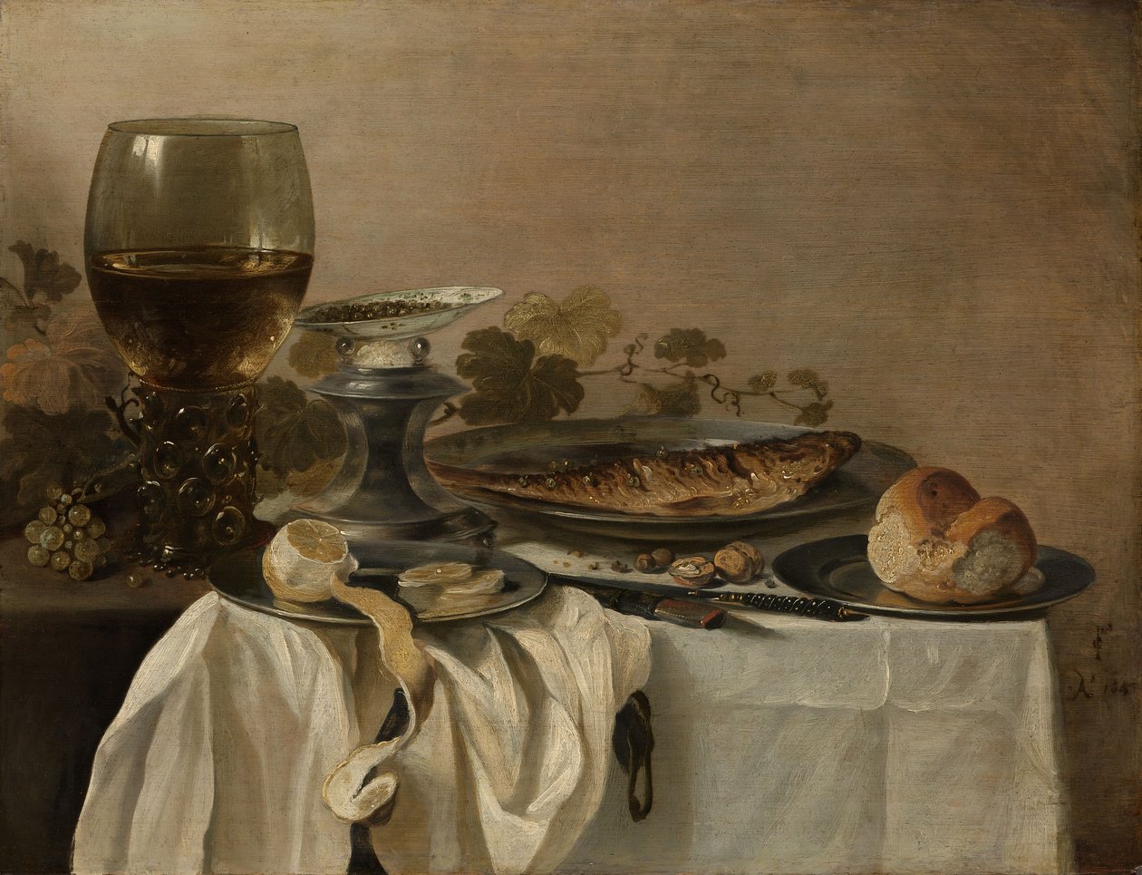 Natureza morta com um peixe de Pieter Claesz