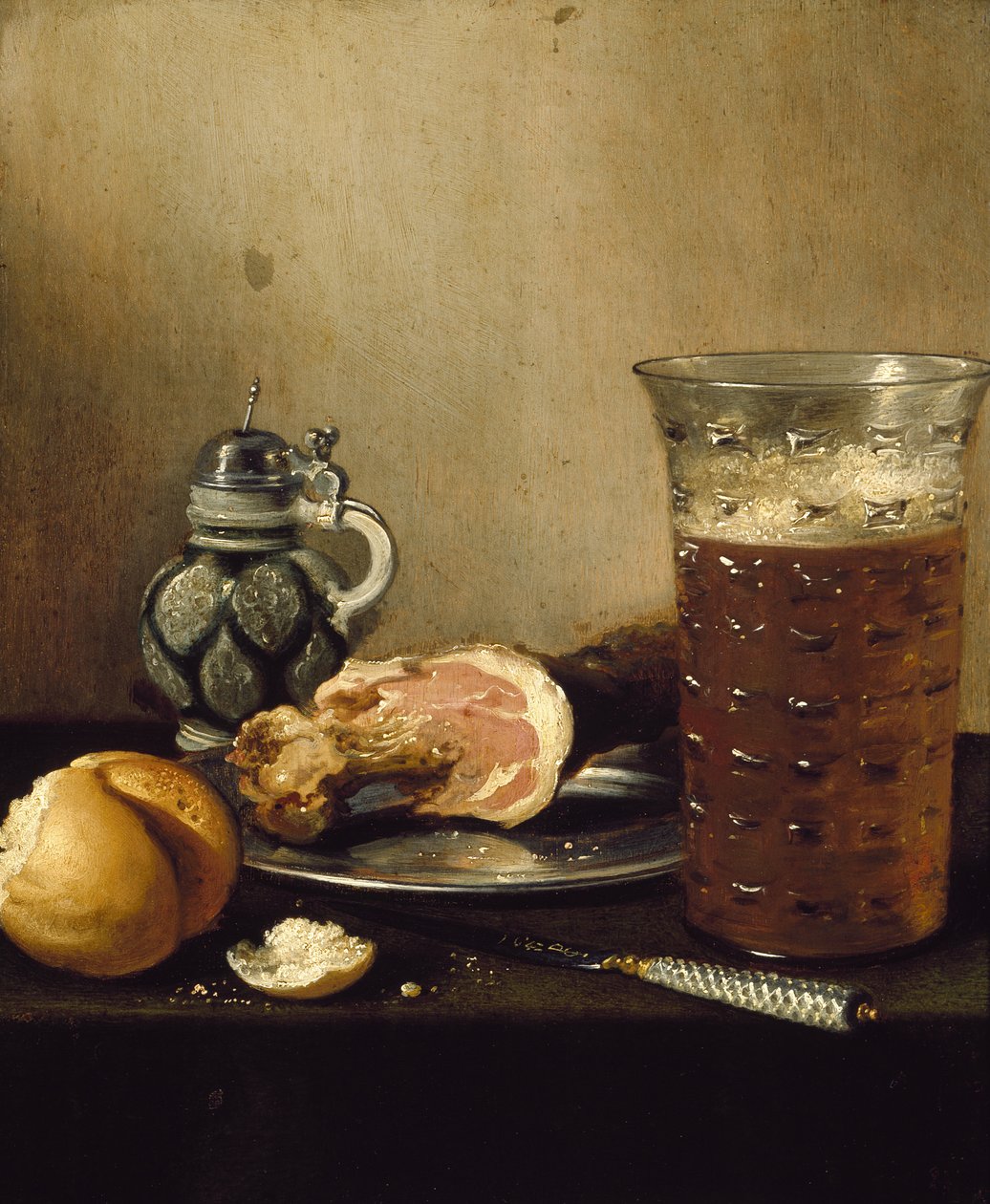 Ainda vida com um presunto, século XVII de Pieter Claesz