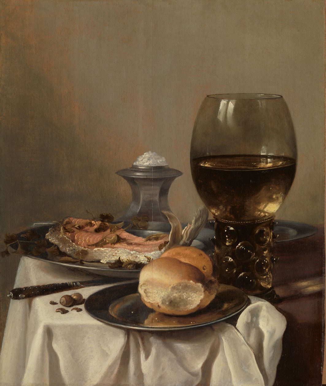 Natureza morta com um sal de Pieter Claesz
