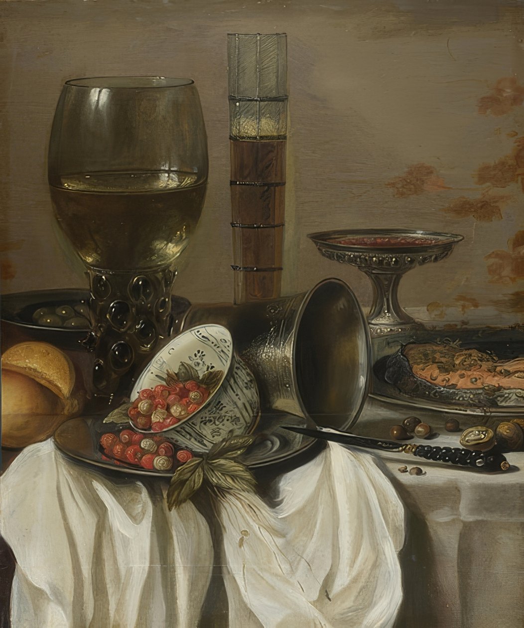 Ainda vida com vasos de bebida. 1649 de Pieter Claesz