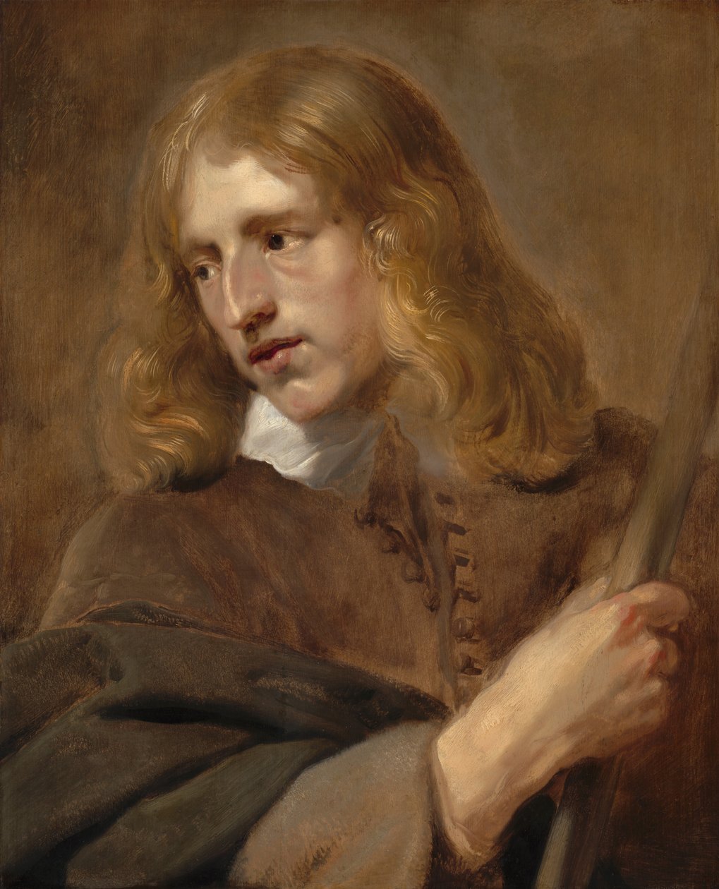 Um jovem segurando um cajado de Pieter Claesz Soutman