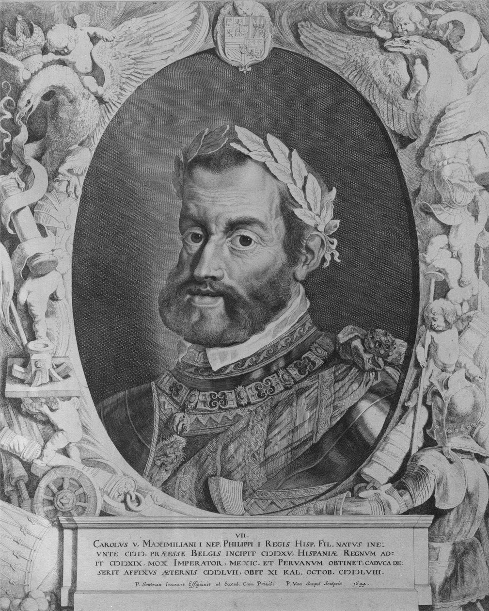 Carlos V, Sacro Imperador Romano, gravado por Pieter van Sompel, 1644 de Pieter Claesz Soutman