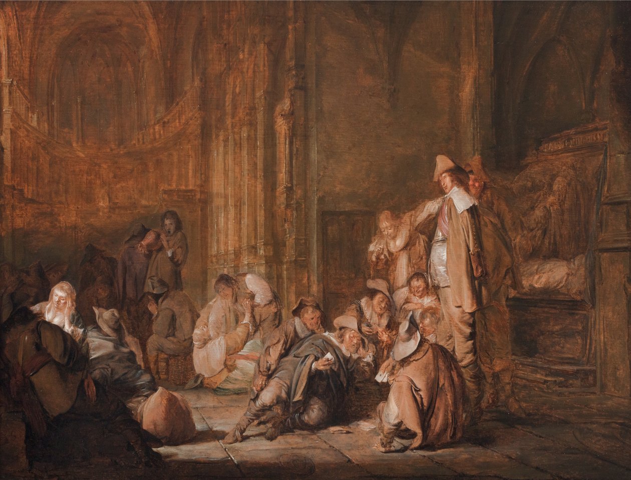 Uma cena de guarda em uma igreja de Pieter Codde