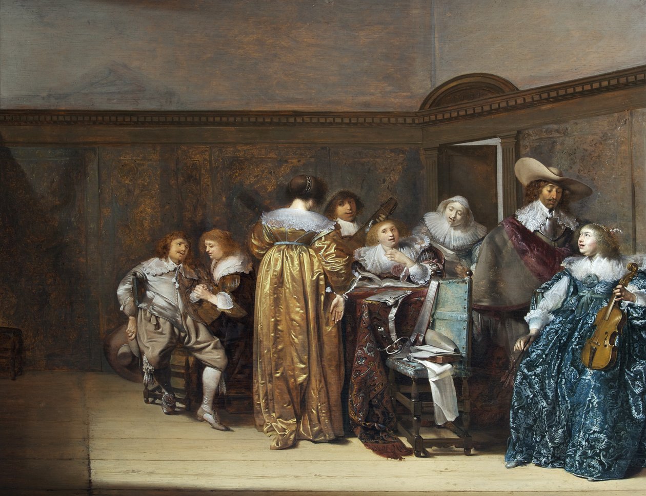 Cavaleiros holandeses e suas mulheres fazendo música de Pieter Codde