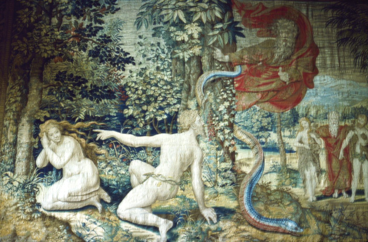 Florença. Adão e Eva após a Queda, Tapeçaria de Bruxelas, 1548, século XX de Pieter Coecke van Aelst