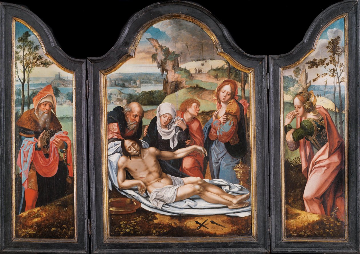 Lamentações sobre o Cristo Morto - Pintura de Pieter Coecke van Aelst the Elder (1502-1550), início do século XVI de Pieter Coecke van Aelst