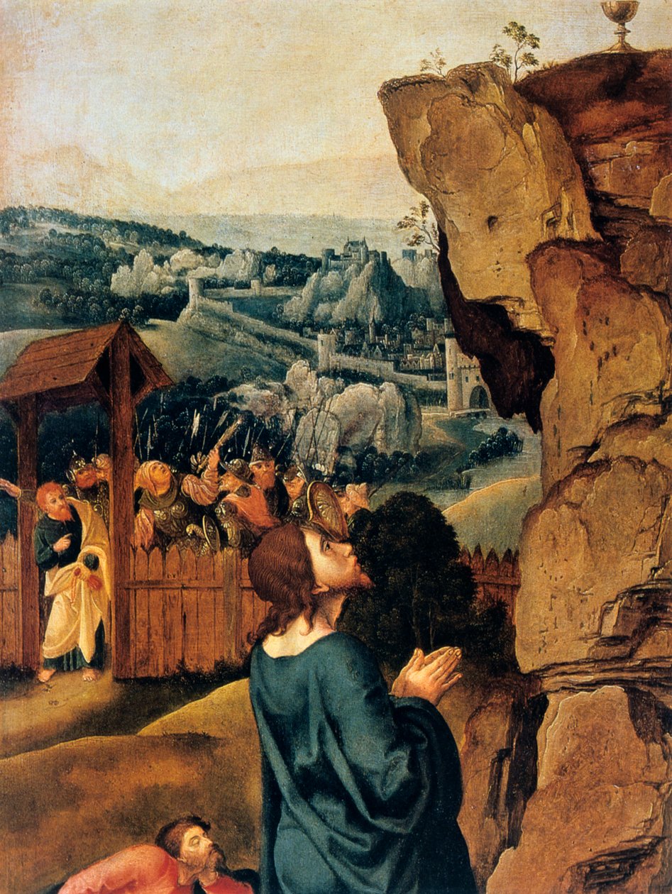 A agonia no jardim, detalhe, 1527-1530. de Pieter Coecke van Aelst