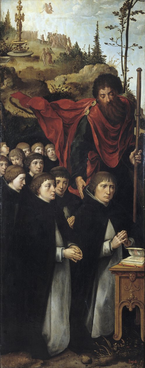 O apóstolo São Tiago, o Grande, com pregadores Painel direito do tríptico O Juízo Final de Pieter Coecke van Aelst