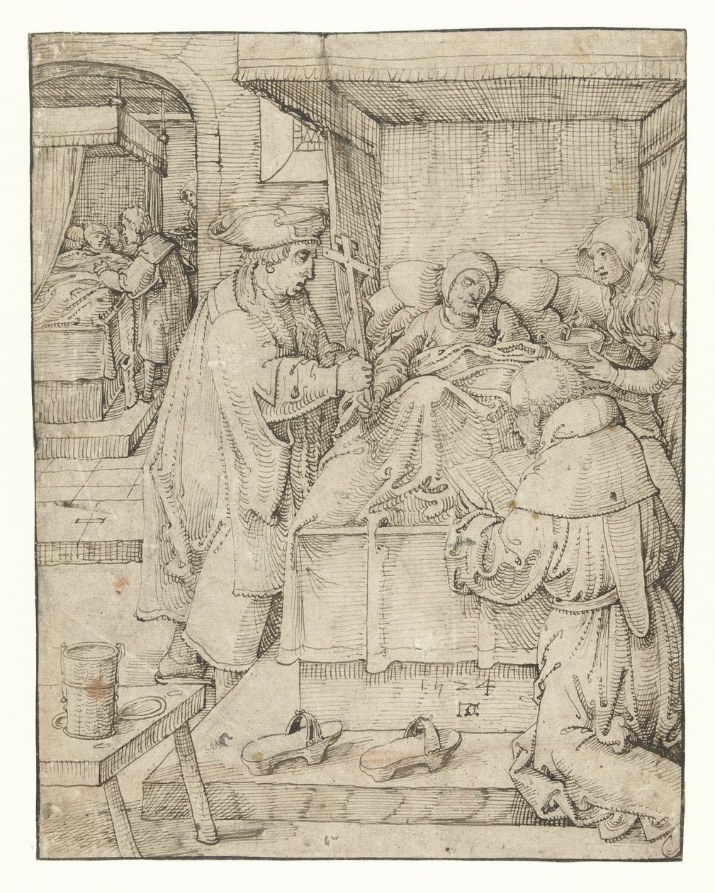 Cuidando dos enfermos Obras de Misericórdia (título da série) de Pieter Cornelisz. genaamd Kunst
