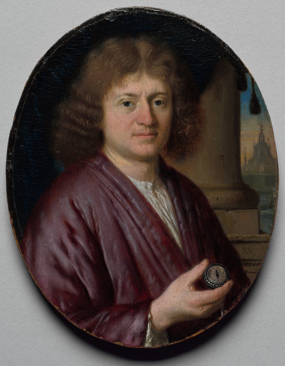 Retrato de um homem segurando um relógio, c. 1665-70. de Pieter Cornelisz van Slingelandt