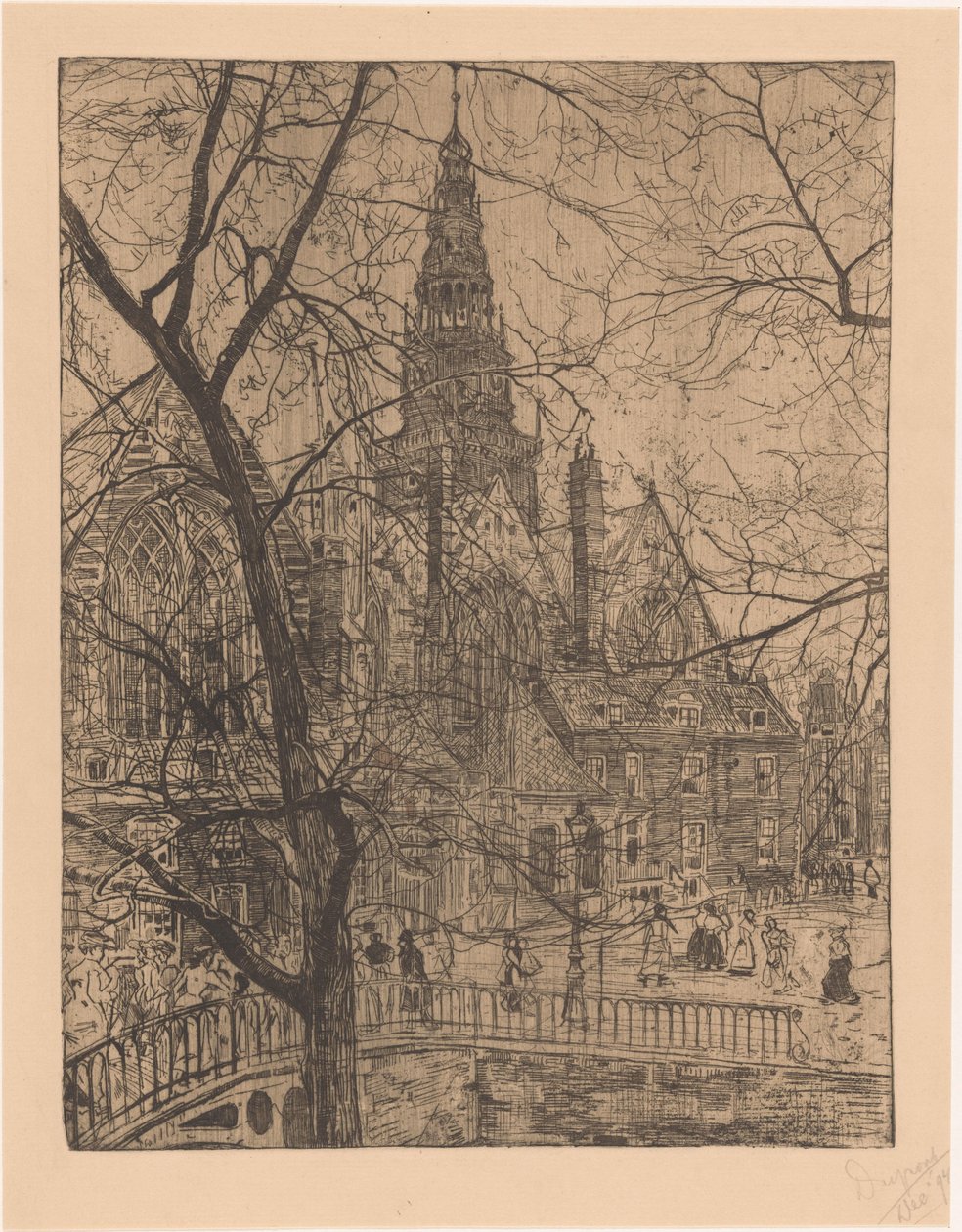 Igreja Velha em Amsterdã de Pieter Dupont (signed by artist)