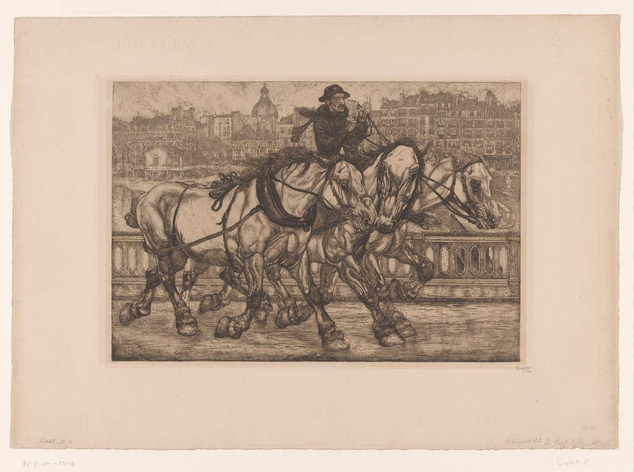 Cavalos na Pont Sully em Paris L