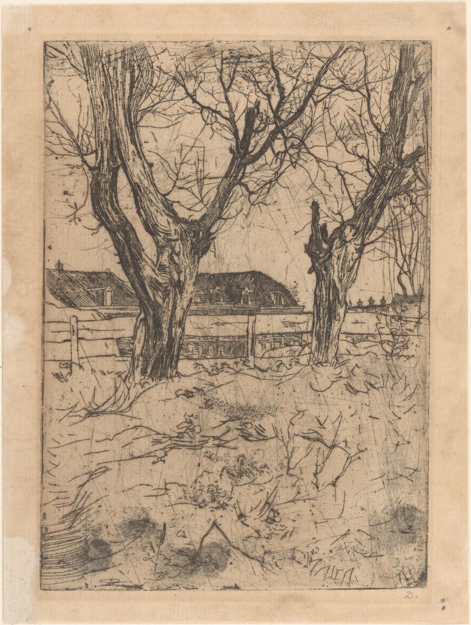 Dois salgueiros de sondagem em frente de uma cerca de Pieter Dupont (signed by artist)